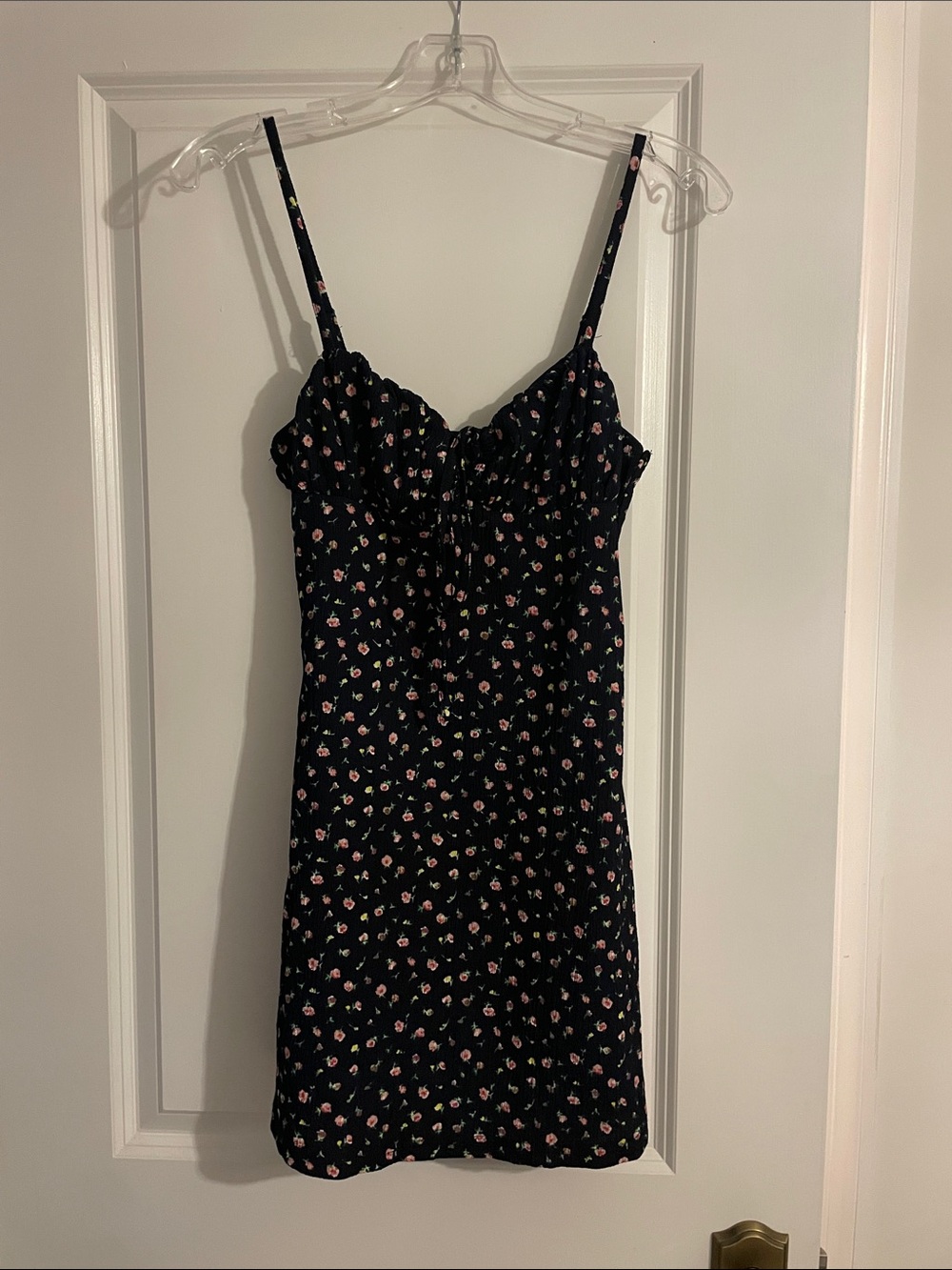 Missguided Navy Mini Dress with Pink & Green Floral Print